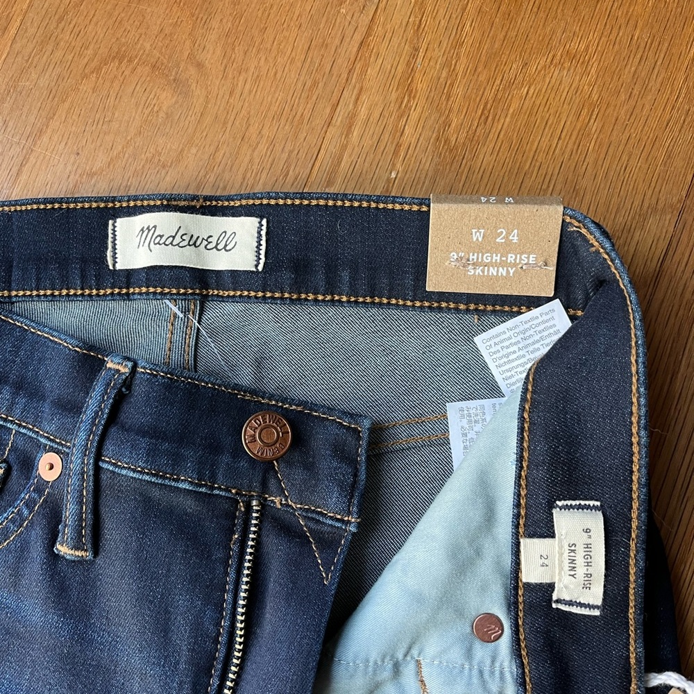Madewell 9in high rise skinny jeans size 24 NWT
